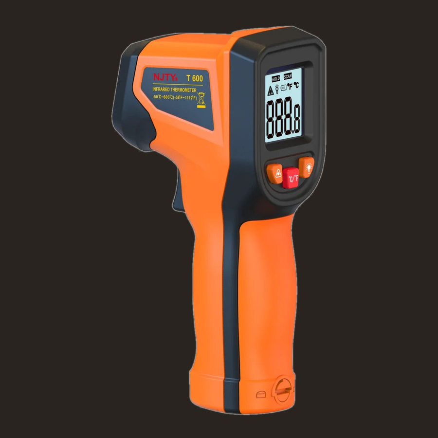 Infrared surface thermometer on a dark background